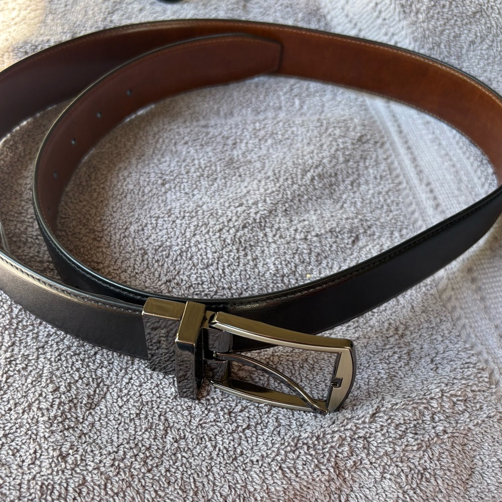 Perry Ellis Black and Brown Leather Belt